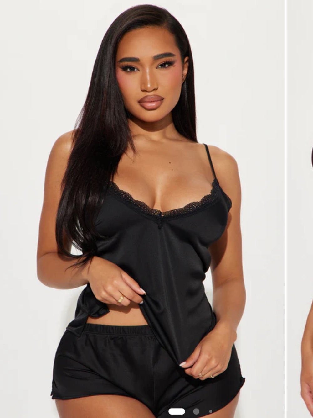 Fashion Nova Satin Cami & Short PJ Set - Black
